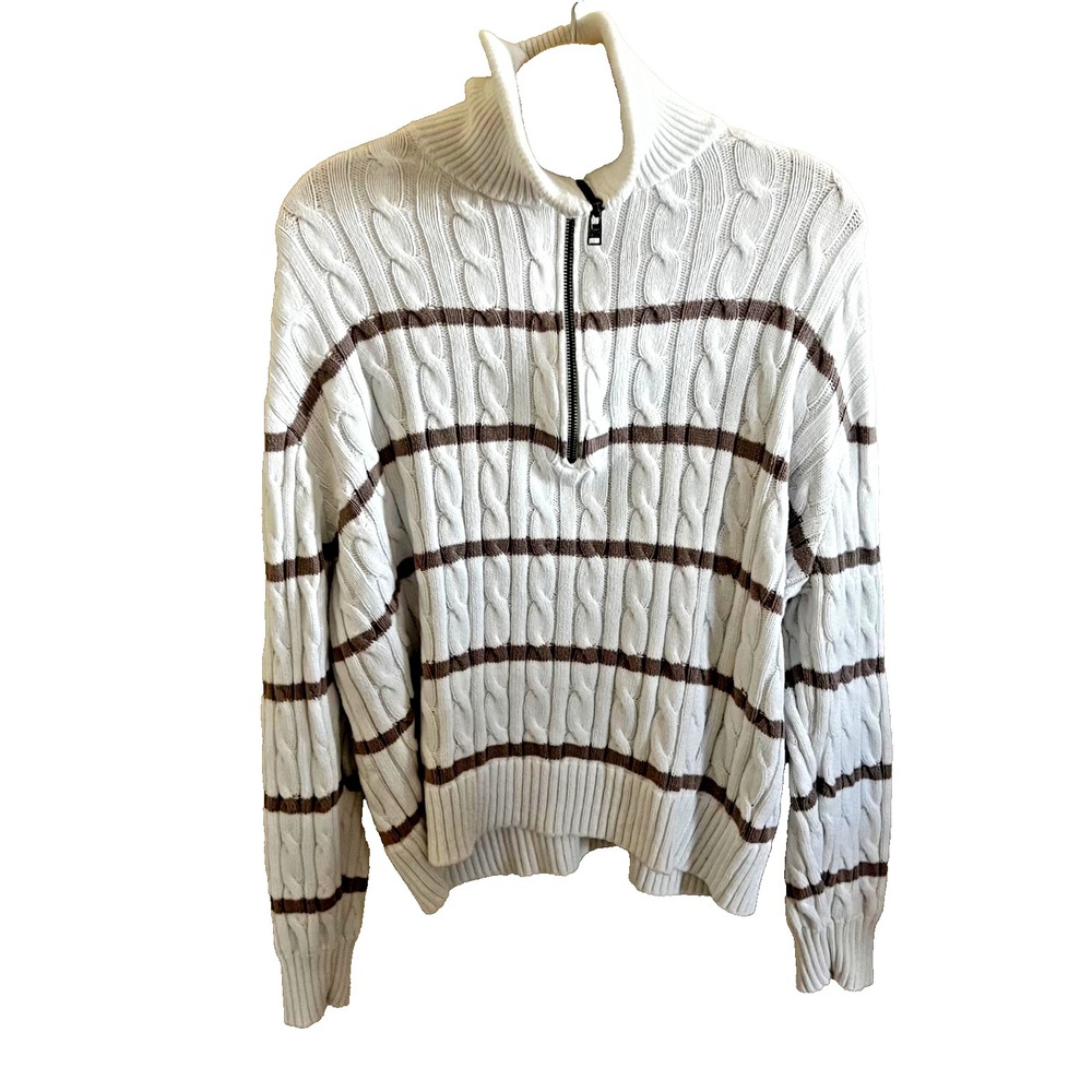 Hollister Preppy Cable Knit Sweater S Quarter Zip Varsity Tennis Old Money Style